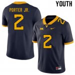 Youth West Virginia Mountaineers NCAA #2 Daryl Porter Jr. Navy Authentic Nike Stitched College Football Jersey EX15X34PM